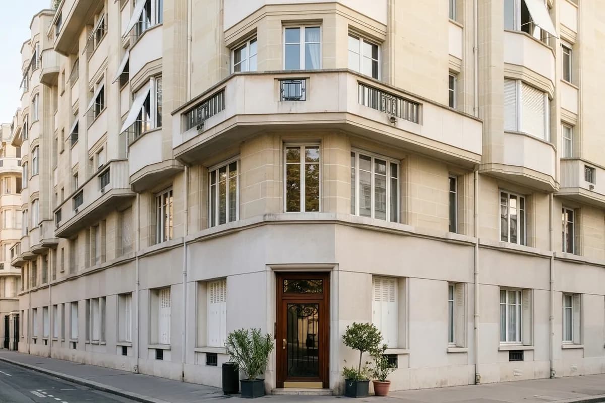 Immeuble Art déco des années 1930 à l’angle d’une rue de Boulogne-Billancourt